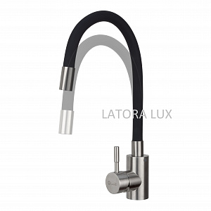Смеситель для кухни Latora Lux Soft шаровый гибкий излив 1196ll нержавеющая сталь