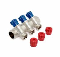 Коллектор Valtec 1" на 3 выхода 1/2" с вентилями