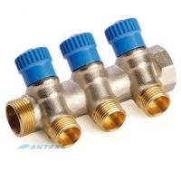 Коллектор GF 1" на 3 выхода 3/4" синий под евроконус