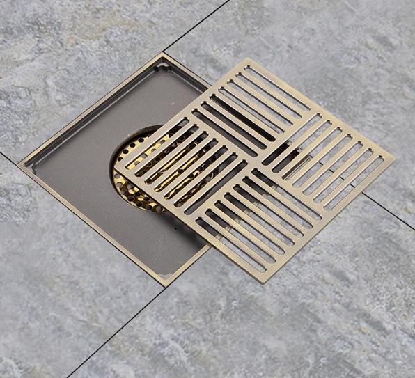 Трап D50 прямой 150*150 решетка бронза