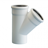 Тройник D50/50 45° малошумный белый