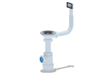 Сифон для кухни 3,5 с квадратным переливом без гофры А1045S/А4007