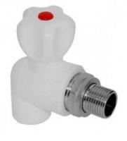 Кран полипропилен для радиатора угловой 20*1/2 нар резьба