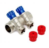 Коллектор Valtec 3/4" на 2 выхода 1/2" с вентилями