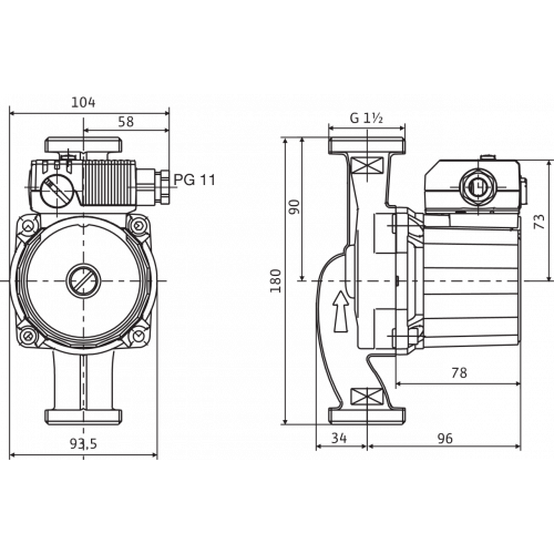 Насос циркуляционный WILO 25/4 Star-rs 180 мм