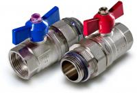 Комплект кранов для коллекторной группы 1" красный/синий