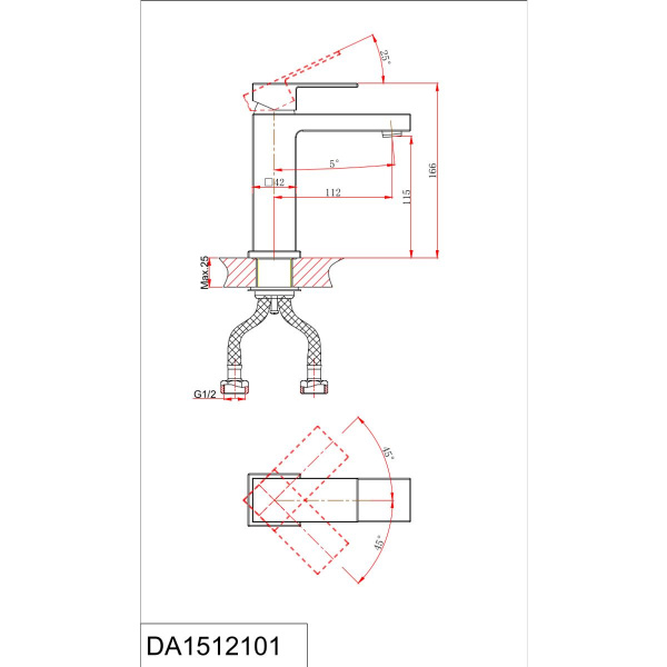 Смеситель раковины матовое золото D&K  DА1512107