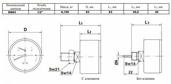 Термо-манометр 0-6/10 бар 0-120С D80 аксиальный