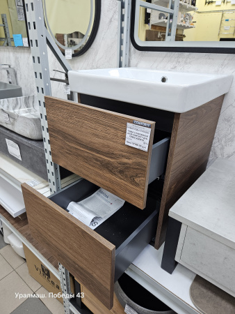 Тумба 45 см с раковиной подвесная Comforty Дартфорд дуб тёмный