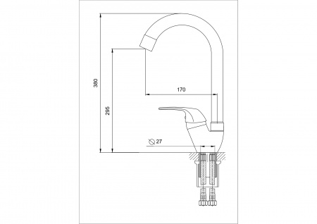 Смеситель кухни хром Latora Lux  1164LL
