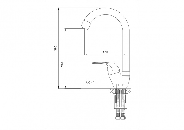Смеситель кухни хром Latora Lux  1164LL