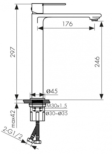 Смеситель раковины матовое золото Kaiser  05411-3