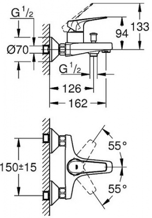 Смеситель ванны хром Grohe 23756000