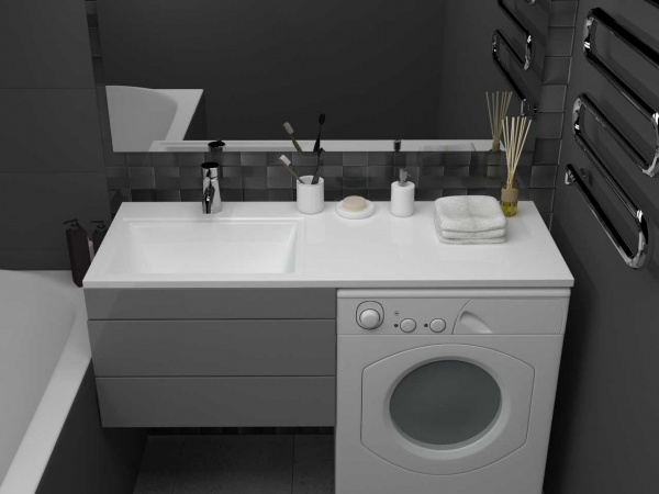 Раковина -столешница Marshall 120см белая над стиральной машиной слив слева