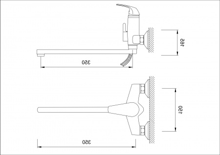 Смеситель ванны хром Latora Lux 16580LL без шланга и лейки