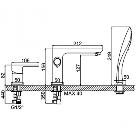 Смеситель ванны хром Ledeme L1153