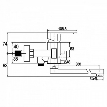 Смеситель ванны хром Kaiser  34155