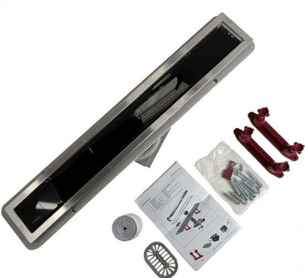 Трап-лоток 70*500 D50 черное стекло