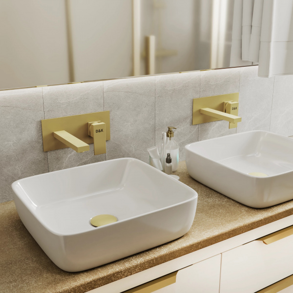 Смеситель скрытого монтажа для раковины матовое золото D&K  DA1514407