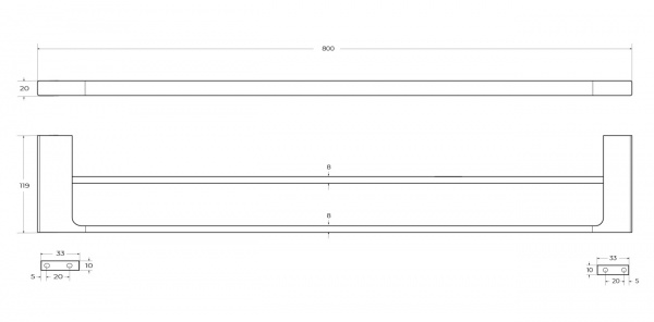 Полотенцедержатель двойной Cezares сатин SLIDER-THD-80-IN 
