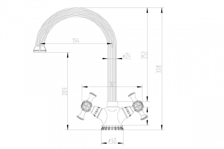 Смеситель кухни бронза Zorg A6004K BR