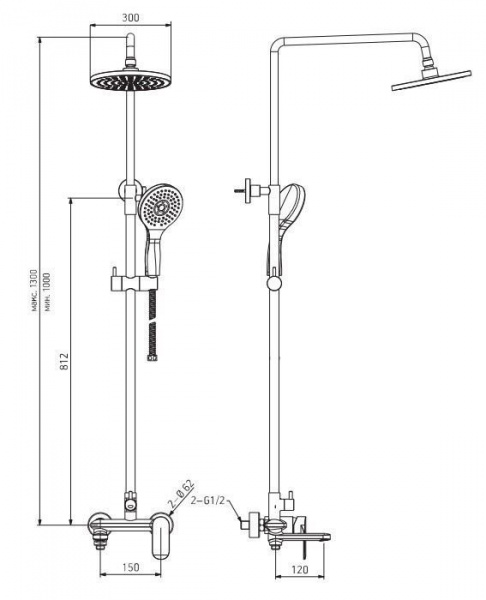 Душевой гарнитур хром Esko St300 