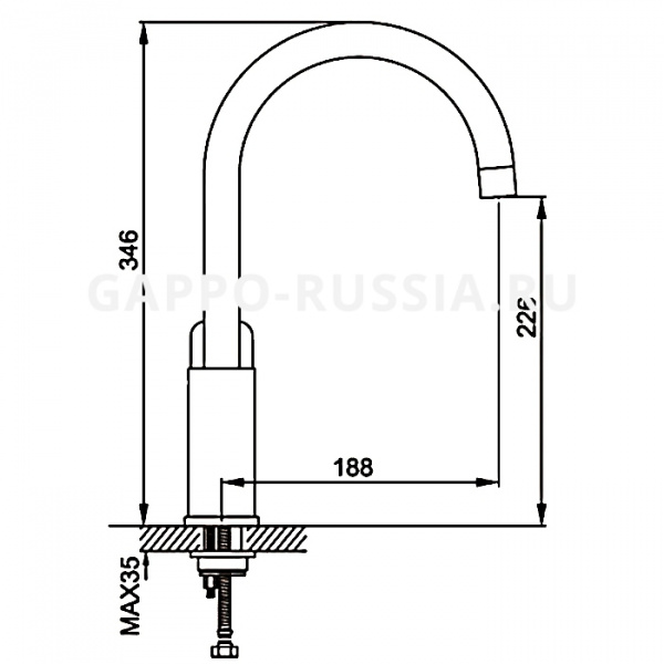 Смеситель кухни белый Gappo G4048