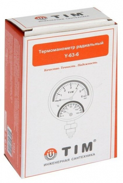 Термо-манометр 0-6 бар 0-120С D80 радиальный