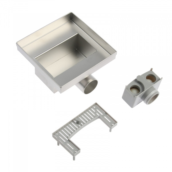 Трап D50 горизонтальный 150*150 под плитку нержавеющая сталь