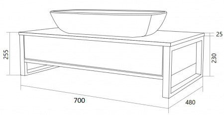 Тумба 70 см без раковины grunge светлый бетон подвесная