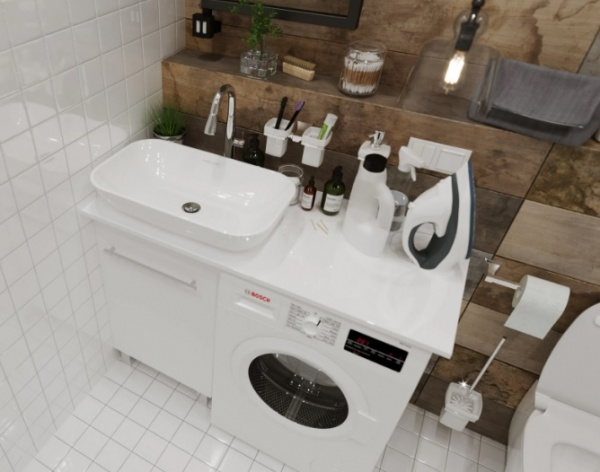 Столешница 110*50 см лдсп белая с кронштейном левая