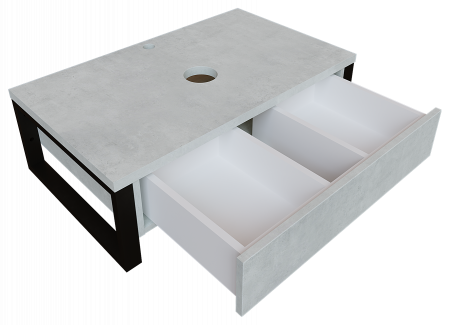 Тумба 80 см без раковины grunge светлый бетон подвесная