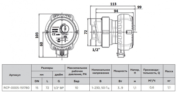 Насос циркуляционный Rommer Profi Comfort для ГВС