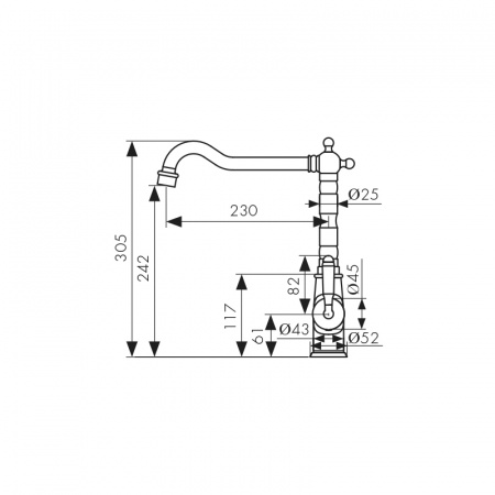 Смеситель кухни бронза Kaiser  31544-1