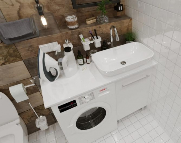 Столешница 110*50 см лдсп белая с кронштейном правая