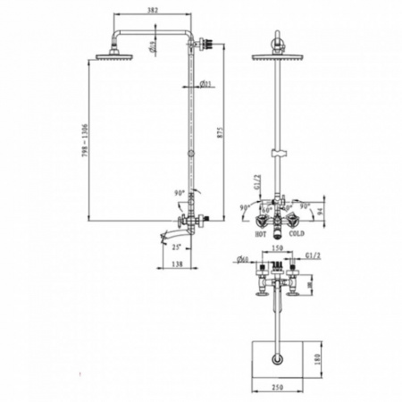 Душевой гарнитур бронза Kaiser 57188BR
