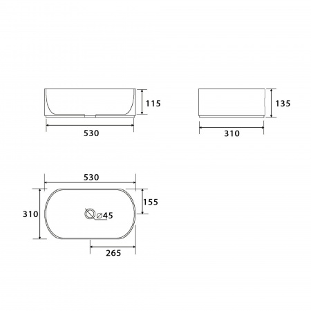 Раковина 530 накладная Point белая PN43061