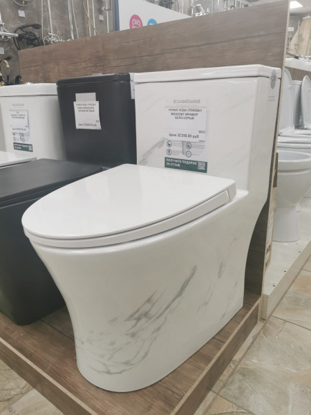 Унитаз монолит мрамор бело серый sm9609