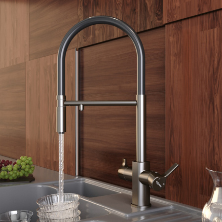 Смеситель кухни с фильтром оружейная сталь Elghansa 56F5511-Gun