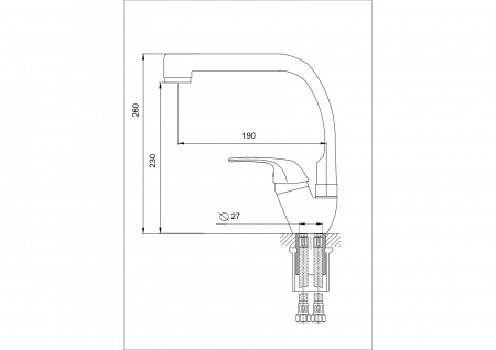 Смеситель кухни хром Latora Lux 1125LL