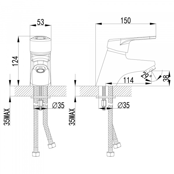 Смеситель раковины хром Lemark LМ4106С