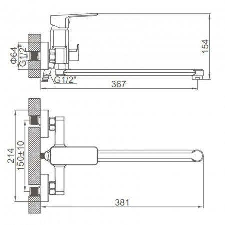 Смеситель ванны черный Accoona А71126F