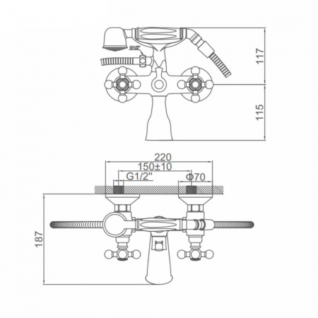 Смеситель ванны бронза Accoona А6471С