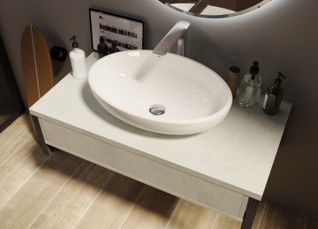 Тумба 80 см без раковины grunge светлый бетон подвесная