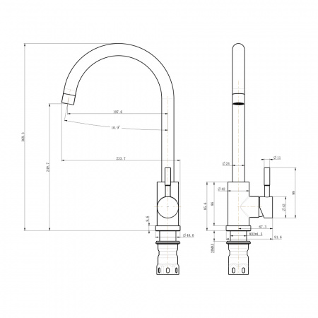 Смеситель кухни оружейная сталь Olives 13435-1BLGM