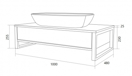 Тумба 100 см без раковины grunge графит подвесная