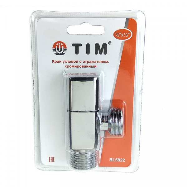 Кран угловой Tim 1/2*1/2 хром мини