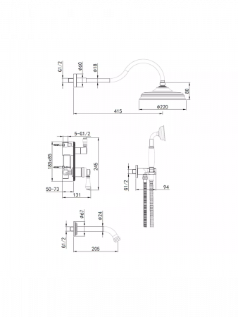 Смеситель скрытого монтажа  хром Elghansa 54С0986