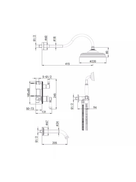 Смеситель скрытого монтажа  хром Elghansa 54С0986