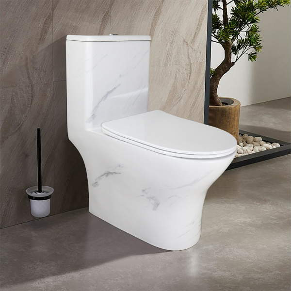 Унитаз монолит мрамор бело серый AZ-8618В